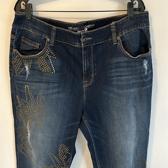 Melissa McCarthy Seven7 Studded Girlfriend Distressed Jeans - Picture 3 of 9